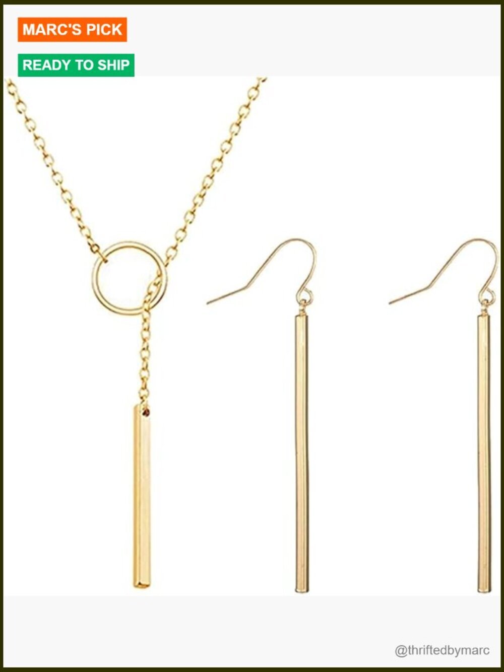 Dainty Layered Bar Pendant Necklace Earrings Set for Women